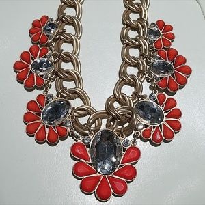 CHUNKY ORANGE & GOLDTONE STATEMENT NECKLACE